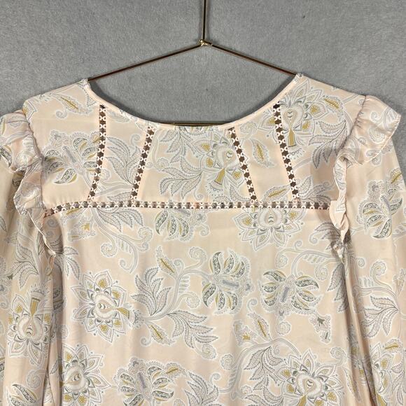 Loft Womens Floral Paisley Print Long Sleeve Semi Sheer Blouse Top Size Small - Picture 2 of 8
